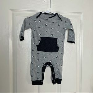 Grey & White Printed Onesie
